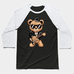 Rock and Roll Teddy Bear Baseball T-Shirt